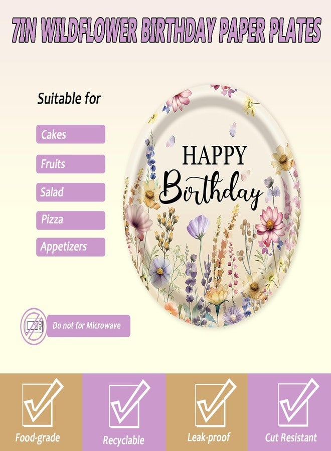 LYFREE 72Pcs Fall Wildflower Plates and Napkins, Floral Birthday Party Supplies Autumn Wildflower Paper Plates and Napkins Forks Tableware Decorations for Fall Picnic Tea Party Baby Shower Birthday, Serve 24 - Image 3
